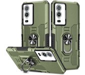 KEYSION Shockproof Armor Case for VIVO Y76 5G Y76S Silicone+PC Ring Stand Phone Back Cover for VIVO Y21 Y21S Y21T Y33S Y33T T1X