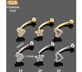 F136 Titanium 14 Grams Belly Button Nail Zirconia Flat Bar Belly Button Ring Shiny Eyebrow Nail Body Body Piercing Jewelry