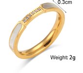 E.B.belle acero inoxidable ecológico 316L rectángulo shell brillante zircon anillos acero inoxidable mujer