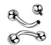 2Pcs surgical steel 16g 6-10mm internally eyebrow piercing banana double ball curved barbell piercing jewelry women man