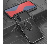 KEYSION Shockproof Armor Case for Xiaomi POCO M4 5G Silicone+PC Metal Ring Stand Phone Back Cover for POCO M4 5G