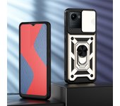 KEYSION Shockproof Case for Realme C30 Slide Camera Lens Protection Ring Stand Phone Back Cover for OPPO Realme Narzo 50i Prime