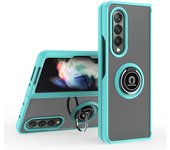 KEYSION Fashion Matte Case for Samsung Z Fold 3 5G Transparent Ring Stand Shockproof Phone Back Cover for Galaxy Fold 3 5G