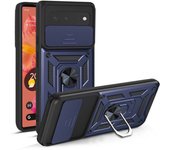 KEYSION Shockproof Case for Google Pixel 6 6 Pro Push Pull Camera Protection Ring Stand Phone Back Cover for Google Pixel 6 Pro