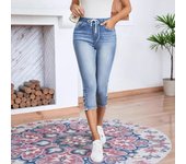 ﻿ Women Denim Jeans Drawstring Waist Calf-Length Stretch Jeans Skinny Slim Pencil Pants