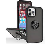 KEYSION Fashion Matte Case for iPhone 13 Pro Max 13 mini Transparent Ring Stand Shockproof Phone Cover for iPhone 13 Pro Max
