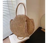 Summer Beach Bag Round Straw Bags for Women Rattan Shoulder Bag Travel Handmade Woven Large Capacity Handbag Female Shopper Tote