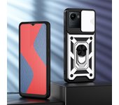 KEYSION Shockproof Case for Realme C30 Slide Camera Lens Protection Ring Stand Phone Back Cover for OPPO Realme Narzo 50i Prime