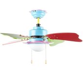 Orbegozo CC 62075 - Ventilador de techo con luz, 3 velocidades, aspas de colores, 75 cm de diámetro, 50 W de potencia, multicolor