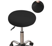Jacquard Solid Color Round Chair Cover Dining Stool Cover Elastic Chair Cushion Cover Washable Bar Seat Cover Seat Slipcover Thi