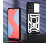 KEYSION Shockproof Case for VIVO Y21 Y21S Y33S Push Pull Camera Protection Ring Stand Phone Back Cover for VIVO V21 5G V21E 4G