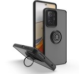 KEYSION Fashion Matte Case for Xiaomi 11T Pro Transparent Ring Stand Shockproof Phone Back Cover for Xiaomi Mi 10T Pro 10T Lite