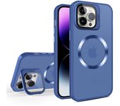 KEYSION Transparent Matte Case for Mag-safe for iPhone 13 Pro Max Lens Film Stand Phone Cover for iPhone 13 12 11 Pro Max