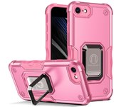 KEYSION Shockproof Armor Case for iPhone SE 8 Plus Silicone+PC Metal Ring Stand Phone Back Cover for Apple iPhone SE 2020 7 Plus