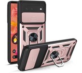 KEYSION Shockproof Case for Google Pixel 6 6 Pro Push Pull Camera Protection Ring Stand Phone Back Cover for Google Pixel 6 Pro