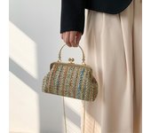 Straw Woven Small Purse and Handbag For Women's Summer Shoulder Crossbody Bag Travel Beach Bag Ladies Fashion Chain Shopper Tote