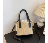 Straw Bags Summer Women Tote Bags Designer Handbags PurseS Weave Drawstring Closure PU Leather Handle Beach Shoulder Bag