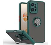 KEYSION Fashion Matte Case for Realme C31 Silicone+PC Transparent Shockproof Ring Stand Phone Back Cover for OPPO Realme C31