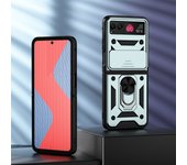 KEYSION Shockproof Armor Case for Motorola Razr 40 5G Slide Camera Lens Protection Ring Stand Phone Cover for MOTO Razr 40 Ultra