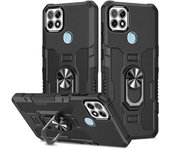 KEYSION Shockproof Armor Case for Realme C21Y C25Y C21 C20 C11 2021 Ring Stand Phone Back Cover for OPPO Realme C12 C15 C25S