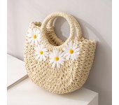 Straw Woven Crossbody Bag For Women Hand-Woven Small Handbag Moon Shape Bow Design Rattan Drawstring Beach Shoulder Bag bolsa