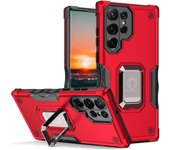 KEYSION Shockproof Armor Case for Samsung S23 Ultra 5G S23+ Ring Stand Camera Protection Phone Cover for Galaxy S22 Plus 5G