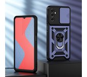 KEYSION Shockproof Armor Case for Samsung M23 5G M13 4G Push Pull Camera Protection Ring Stand Phone Cover for Galaxy F23 5G