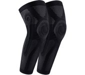 1Pair Sports Lengthen Leg Sleeve Knee Pad Breathable Woven Fabric Compression Non-slip Leg Support with Thickened Silicone Ring