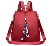 Multi-use Nylon Backpack Solid Color Large Daypack for Female Bagpack with Cat Pendant Women Simple Travel Shoulder Bags Pack
