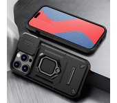 KEYSION Shockproof Case for iPhone 14 Pro Max 14 Plus Slide Camera Lens Protection Ring Stand Phone Cover for iPhone 13 Pro Max