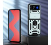 KEYSION Shockproof Armor Case for Samsung Z Flip 4 5G Slide Camera Lens Protection Ring Stand Phone Cover for Galaxy Z Flip 4