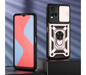 KEYSION Shockproof Case for VIVO Y21 Y21S Y33S Push Pull Camera Protection Ring Stand Phone Back Cover for VIVO V21 5G V21E 4G