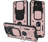KEYSION Shockproof Armor Case for Xiaomi POCO X3 NFC Ring Stand Push Pull Camera Protection Phone Cover for POCO X3 Pro M3 Pro