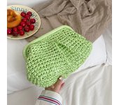Summer Fashion Women Clip Clutch Bag Straw Weave Wallet Ladies Chain Shoulder Crossbody Bags Hot Pink Beach Bags Small Handbag