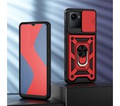 KEYSION Shockproof Case for Realme C30 Slide Camera Lens Protection Ring Stand Phone Back Cover for OPPO Realme Narzo 50i Prime