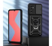 KEYSION Shockproof Armor Case for Samsung M23 5G M13 4G Push Pull Camera Protection Ring Stand Phone Cover for Galaxy F23 5G