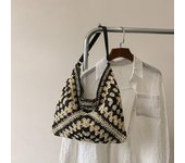 Weaving Portable Shoulder Bag Summer Vacation Package Niche Web Hollow-out Straw Knitted Underarm Bag Beach Shopper Totes