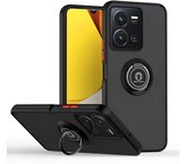 KEYSION Fashion Matte Case for VIVO Y35 Y22S Y22 Transparent Silicone+PC Ring Stand Shockproof Phone Cover for VIVO Y22S Y35 Y22