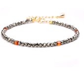 3mm Dainty Pyrite Chain Bracelet for Women Birthstone Crystal for Mom 14k Gold Plated Copper Energy Health Jewellery