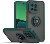 KEYSION Fashion Matte Case for Xiaomi 13 Pro 5G Transparent Silicone+PC Ring Stand Shockproof Phone Cover for Xiaomi Mi 13 Pro