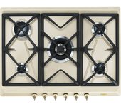 Placa Gas - Smeg SRV876POGH, 5 Zonas, 70 cm, Crema, Sin Marco
