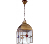 Farol granadino 4 caras grande 1xe27 cuero/colores regx20x20 cm