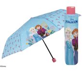 PERLETTI Paraguas Plegable Frozen Niña Manual - Paraguas Antiviento Compacto Niñas con Princesas Elsa Anna Portátil Celeste - Mini Sombrilla Lluvia para Chicas 7+ Años - Diámetro 91 cm (Azul Claro)