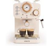 Create Thera Retro Cafetera Express Semiautomática Café Molido Y Monodosis 1,25L 1100W Blanco