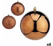 Set de bolas de navidad marrón plástico 12 x 13 x 12 cm (6 unidades)