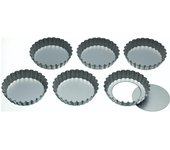 KitchenCraft Juego de 6 Moldes para Tartas de Acero Inoxidable con Base Extraíble de, 10 x 2 cm