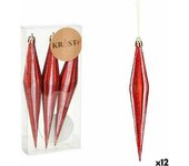 Set adornos de navidad alargado rojo pvc 8,5 x 3,5 x 19 cm (12 unidades)