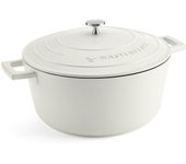 MasterClass Cazuela con Tapa, Grande 5L/28 cm, Aluminio Fundido Ligero, Apta para Horno y Placa de Inducción, Crema