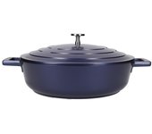 MasterClass Cacerola poco profunda con tapa 4 Litros/28 cm, Aluminio fundido ligero, Apta para horno y placa de inducción, Azul