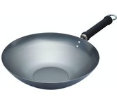 KitchenCraft World of Flavours Wok de acero al carbono estilo chino sin revestimiento para inducción, 30 cm